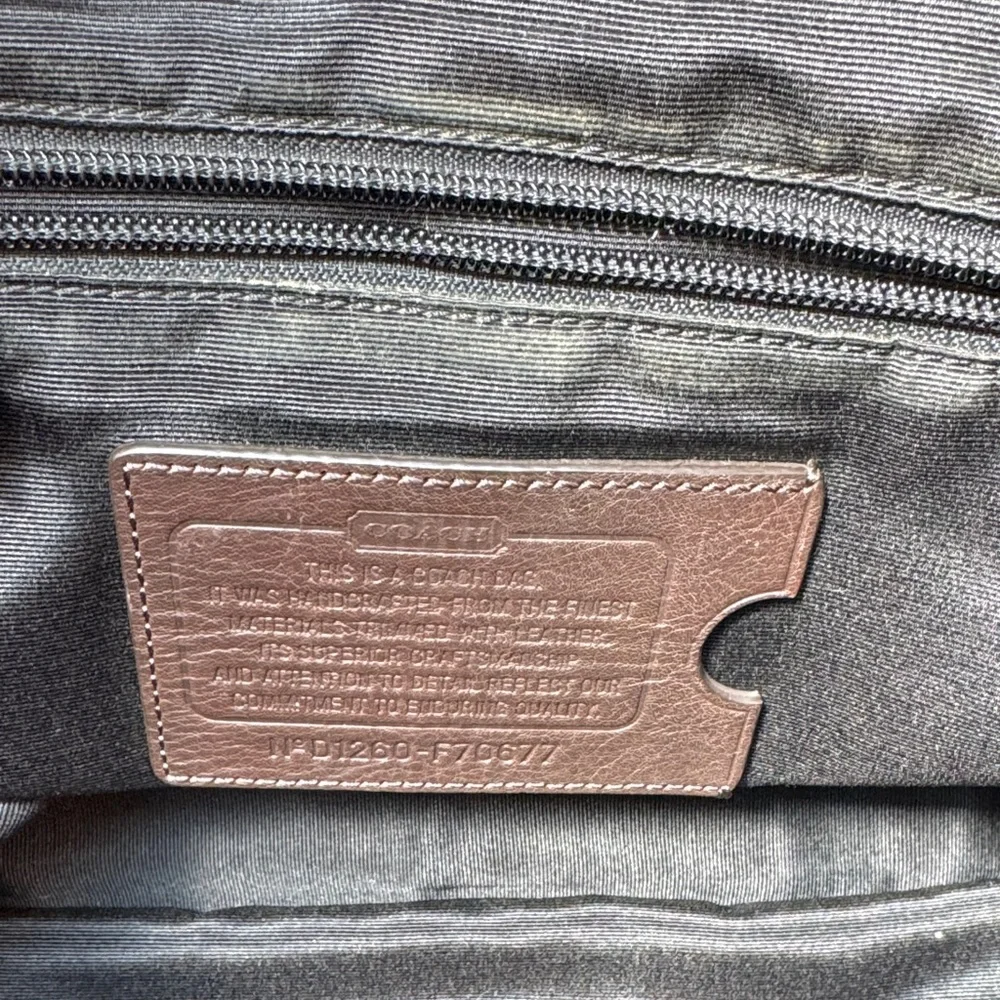 Coach Black Messenger Bag with Brown Leather Trimming & Brown Handle